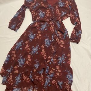 PAIGE Deep Floral Silk Wrap Dress Feminine Ditsy Ethereal Print